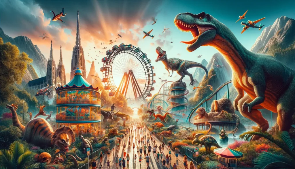 Obrázek byl vytvořen tak, aby živě spojil vzrušení z Energylandie, kouzlo Prátru a pravěké dobrodružství Dinoparku do jednoho poutavého vizuálního příběhu.