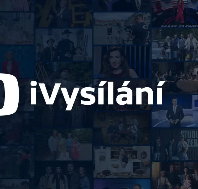 Logo iVysílání České televize na pozadí různých televizních pořadů.