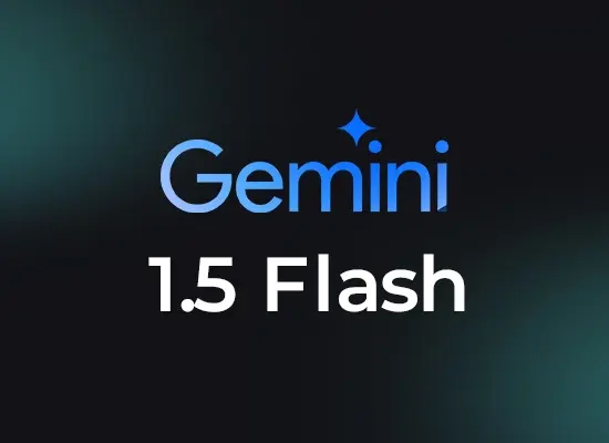 Logo Gemini 1.5 Flash na tmavém pozadí s modrým a bílým textem.