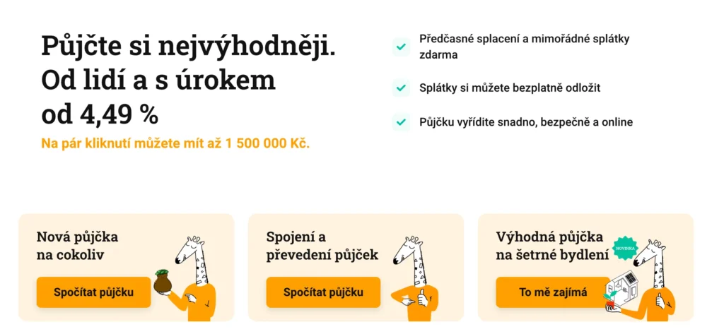 Půjčka od Zonky: Výhodná nabídka úvěru s úrokem od 4,49 % ročně. Možnost předčasného splacení a odložení splátek zdarma, snadné a bezpečné vyřízení půjčky online s možností půjčit si až 1 500 000 Kč.