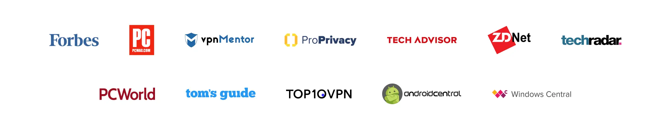 Reference od různých renomovaných zdrojů, včetně Forbes, TechRadar, PCMag, doporučujících Hide.me VPN jako důvěryhodnou VPN službu.