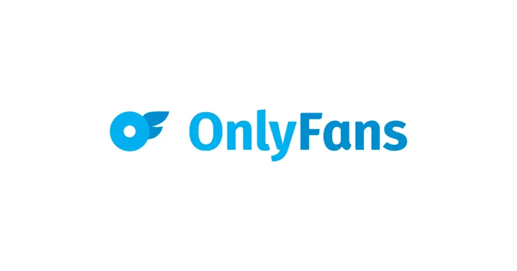 Oficiální logo platformy OnlyFans v modré barvě s ikonickým symbolem křídla vedle názvu.