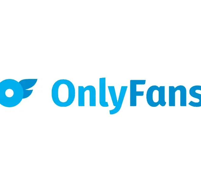 Oficiální logo platformy OnlyFans v modré barvě s ikonickým symbolem křídla vedle názvu.