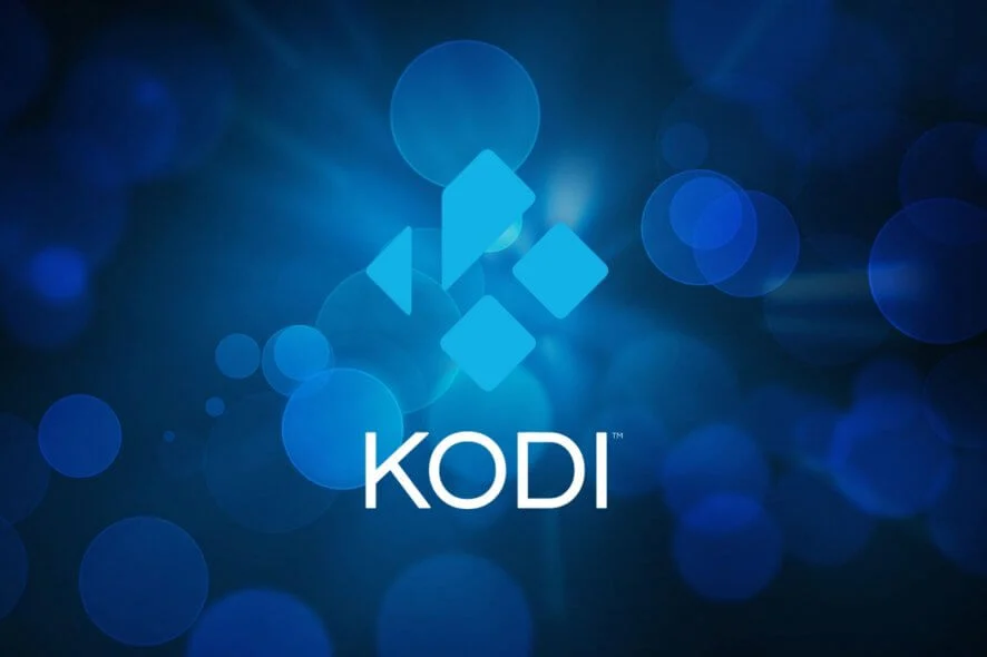 Logo Kodi TV s modrým pozadím a světelnými efekty, symbolizující moderní multimediální platformu pro streamování obsahu.