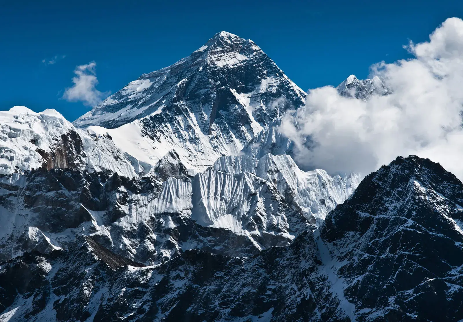 Mount Everest, nejvyšší hora světa, symbol lidské odvahy a síly přírody, nabízí ohromující pohledy z každého úhlu.