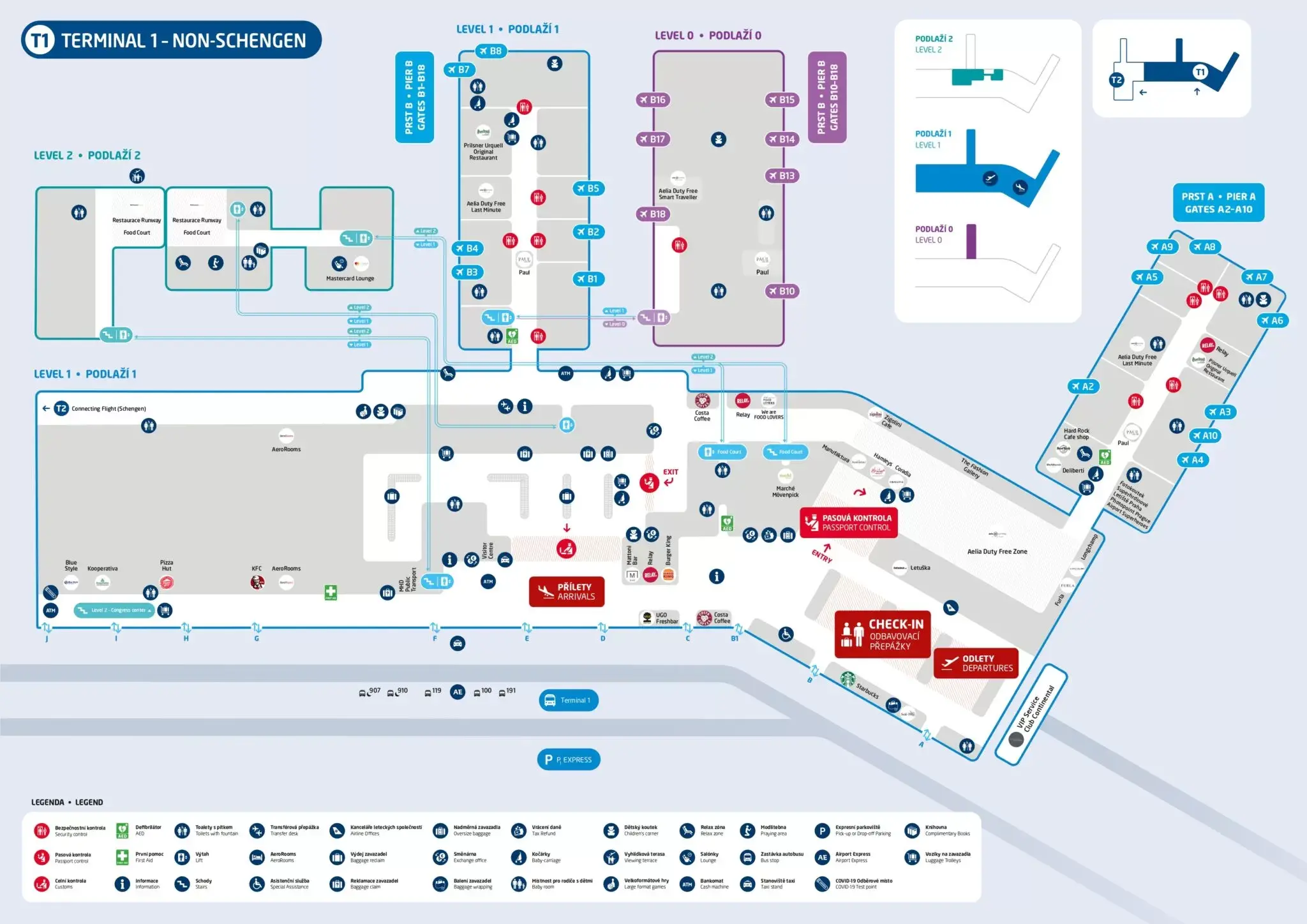 Mapa letiště Praha - Terminál 1