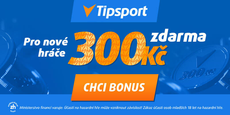 TipSport bonus za registraci 300 Kč